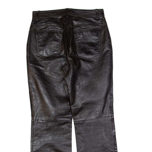TRUSSARDI Womens Leather Trousers Brown Regular Straight W28 L28 - Picture 4 of 6