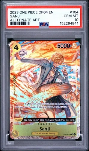 2023 ONE PIECE OP04-104 EN SANJI ALTERNATE ART PSA 10