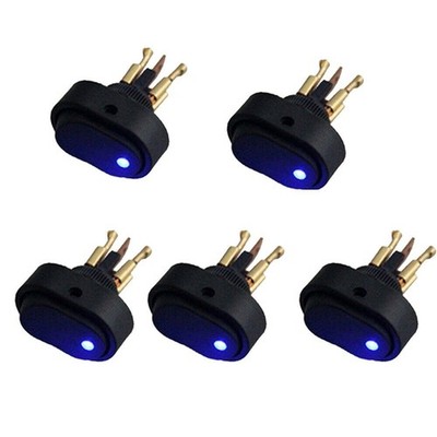 30Amp OFF/ON Rocker Switch Toggle Switch 5 Piece Set ASW-20D Blue Boat Heavy Duty