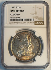 1877 S US Trade Dollar NGC Unc Details