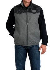 Cinch Western Vest Mens Concealed Carry Wool Zip Gray MWV1543015