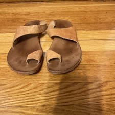 CYDWOQ THONG TOE LOOP FLAT SANDALS Brown LEATHER sz 41 / 11 Womens BOHO BEACH