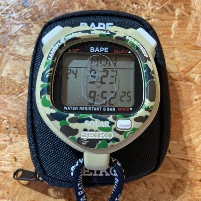 Rare A BATHING APE BAPE X SEIKO ABC CAMO STOP WATCH Unused from