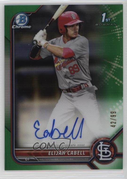 2022 Bowman Chrome Prospect Green Refractor 42/99 Elijah Cabell #CPA-EC Auto lc0