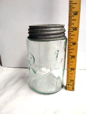 Scarce! ROOT PINT MASON BLUE CANNING JAR Good Lip W/ BALL ZINC LID Free Ship
