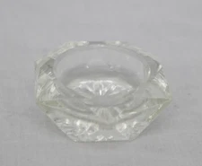 Vintage Pressed Glass Salt Cellar Hexagonal Starburst Bottom