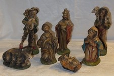Vintage Depose Italy Nativity Figures Lot of 7 Jesus, Mary, Joseph, Lamb, Sheep