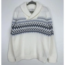 Janie and Jack Fair Isle Shawl Collar Sweater in Snowdrift Boys Size 5 Holiday