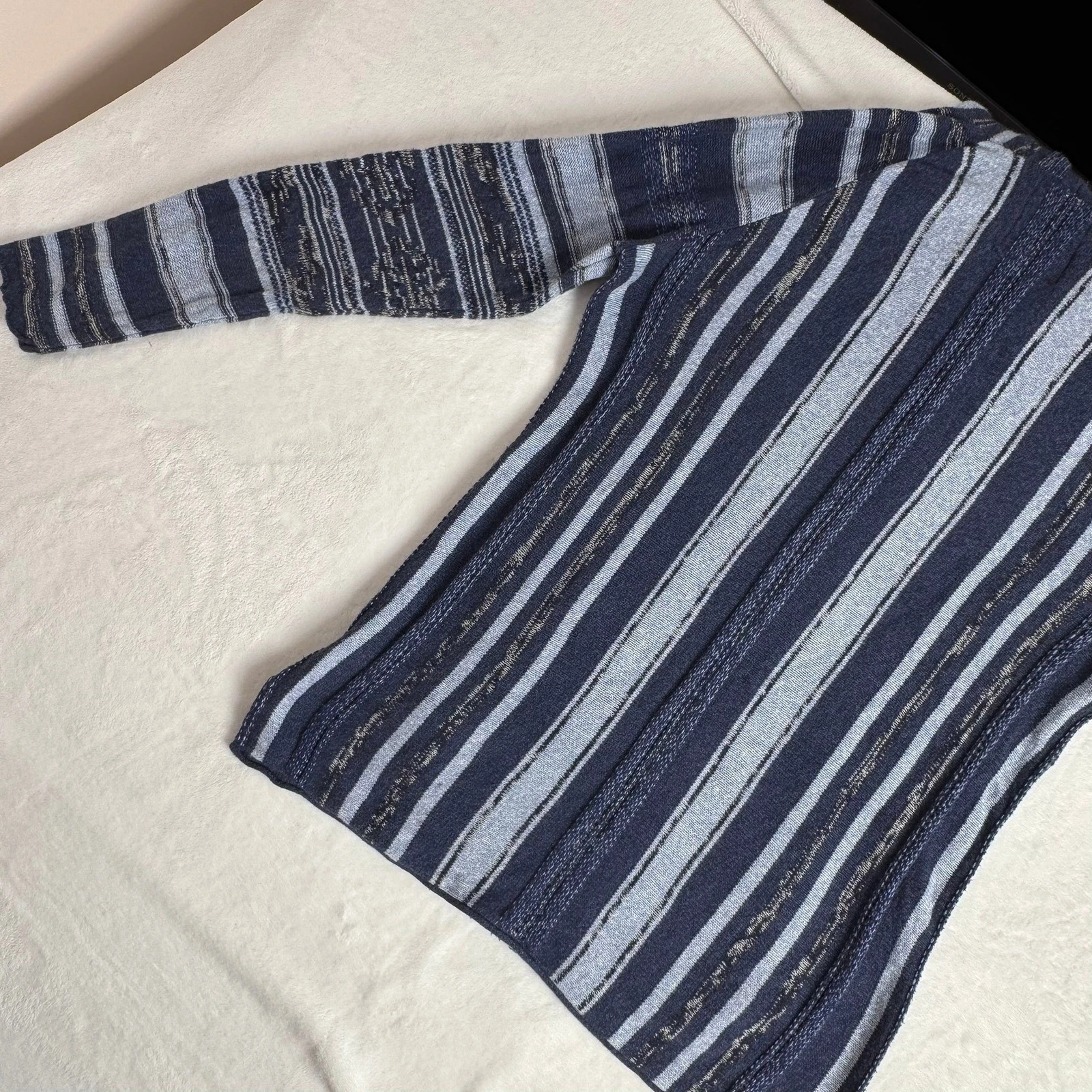 American Eagle Mens Blue Striped Baja Hoodie Knit Cotton Sweater Size M YEAR2014 image 16