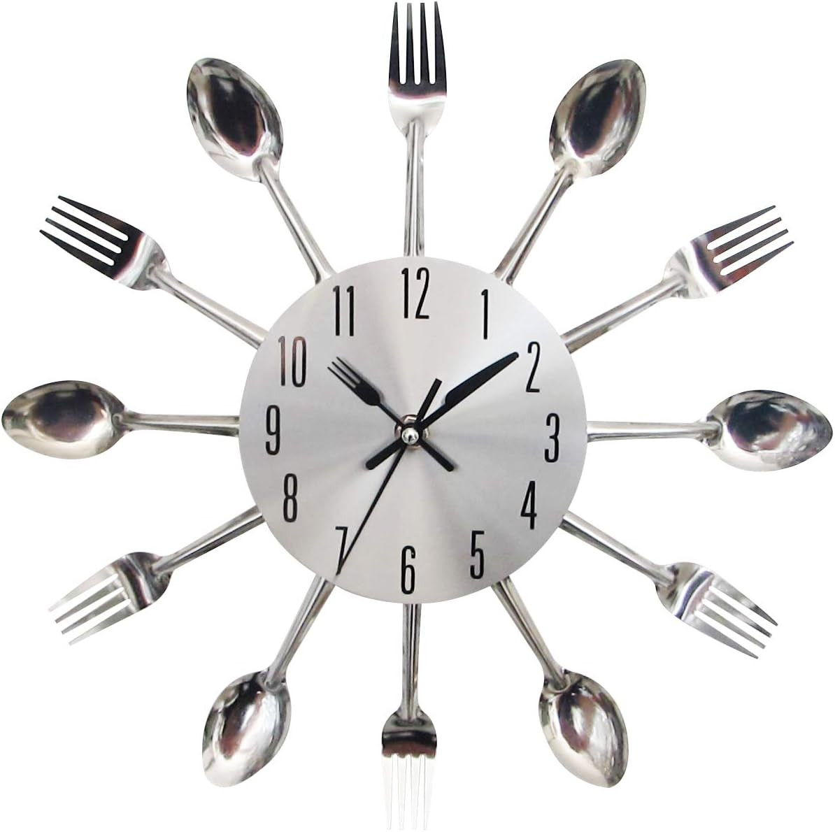 Kitchen Cutlery 3D Removable Modern Creative Wall Clock for Home Room Decor and 