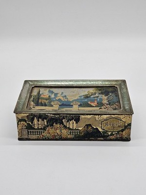 Antique Vtg Deco Nouveau Artstyle Chocolate Company Metal Tin Candy Box A11