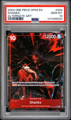 2024 ONE PIECE OP09-EMPERORS IN THE NEW WORLD ALTERNATE ART #004 SHANKS PSA 10