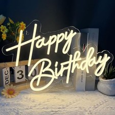 Happy Birthday Neon Sign 17 12 Inch Warm White LED Neon Light Signs
