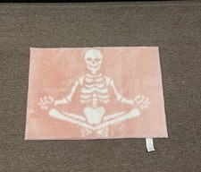 Halloween Skeleton Pink/White Non-Slip Bath Rug 21 x 32 Wash