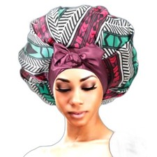African Print Ankara Silky Satin Adjustable Bonnet With Band OS