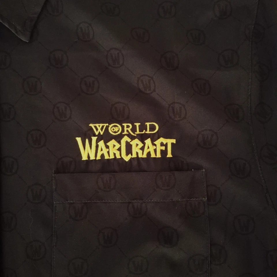 World Of Warcraft Shirt Men Medium Blizzard Button Up Gray A10 - Image 2 of 4