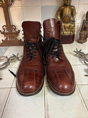 Stacy Adams Vintage Men\'s Ankle Shoes Boots Brown Leather Cap Toe Size 8 Stacy Adams Men main image 3