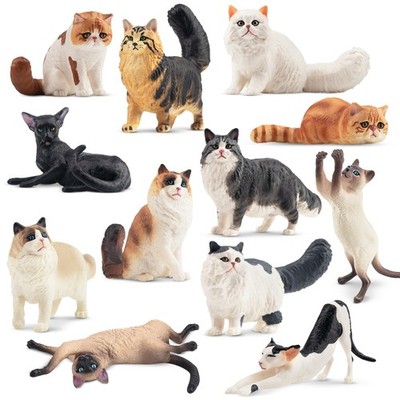 12PCS Realistic Cat Figurines Plastic Cat Figure Cat Cake Topper Kitten Toy