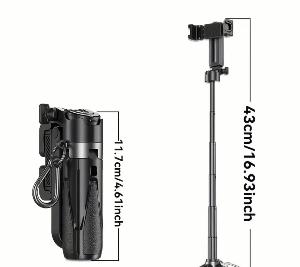 P15 Mini Grip QuadDripod Selfie Stick Holder [with Phone Clip Dual Purpose] - Image 2 of 4