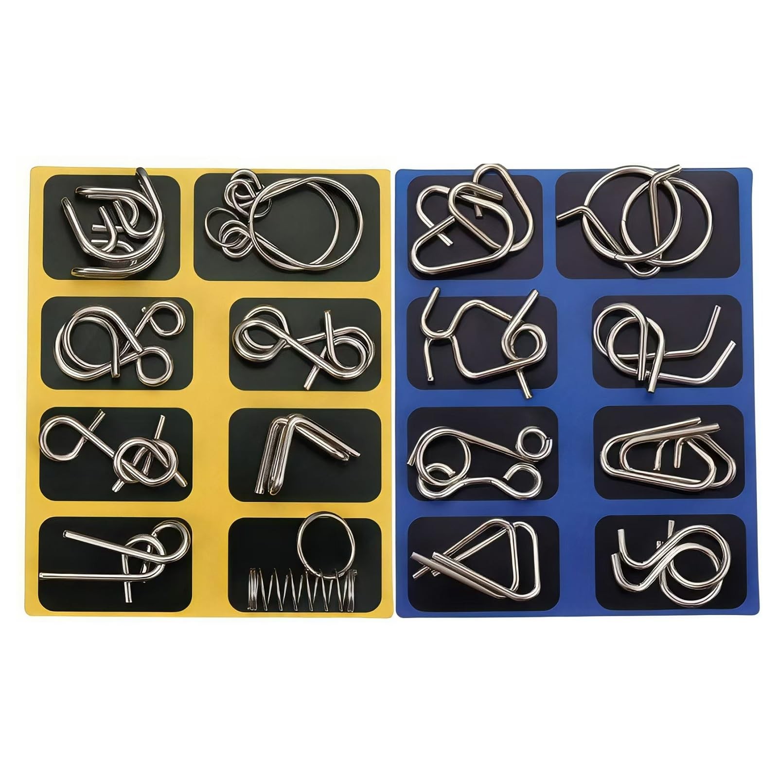 Metal Brain Teaser Puzzles, Set of 32 with Pouch, Steel IQ Games Physics Mind...