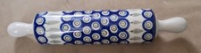 Polish Pottery Rolling Pin 13" Peacock Leaves