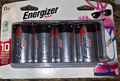 Energizer Max D Size Alkaline Batteries 8-Pack 1.5V Exp 12-2033