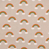 Dekostoff Halbpanama Leinenlook Regenbogen Wolken Natur Bunt 1,40M Breite