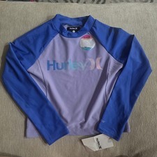 Hurley Girl's Rainbow Purple Rashguard Swim Sz 6 New