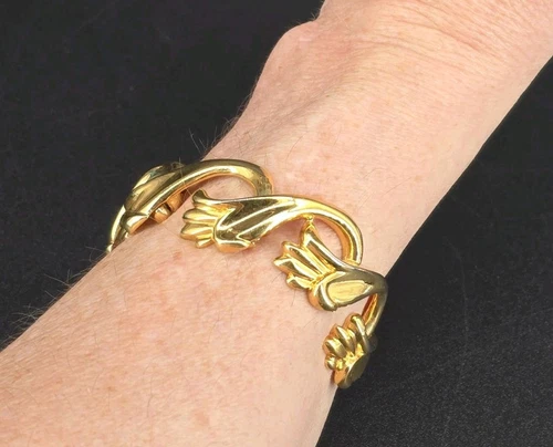 Bracciale Vintage Givenchy Paris Tono Oro Fiore Vortice