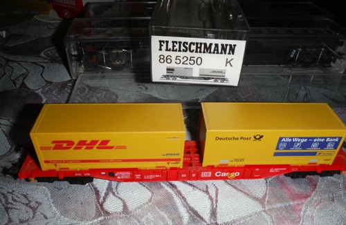 Fleischmann 86 5250 K Güterwagen DHL & Deutsche Postcontainerwagen | Zustand: Used