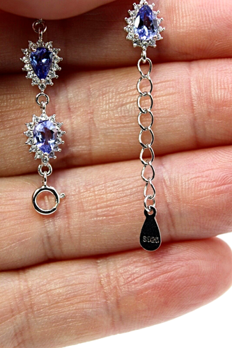Silver Bracelet Tanzanite Genuine Natural Gems Solid Sterling 7 to 7 3/4 Inch - Picture 16 of 24