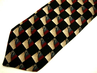Gordon & Ferguson Mens Necktie Tie Black Red Beige Geometric Silk 60" - Image 1 of 4