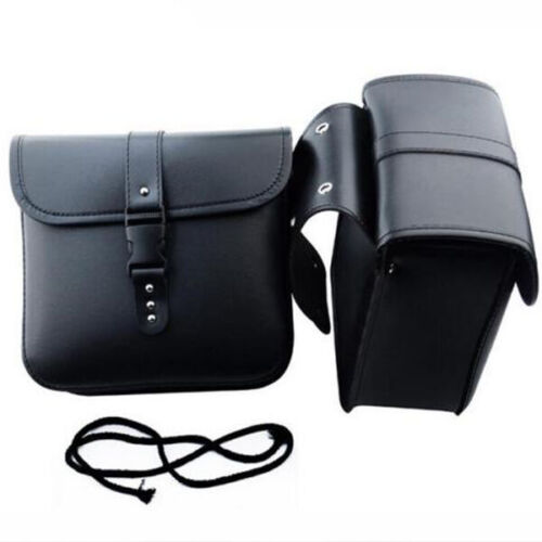 US Left & Right Waterproof Motorcycle PU Leather Saddle Bags Storage Kits Pouch - Picture 1 of 14