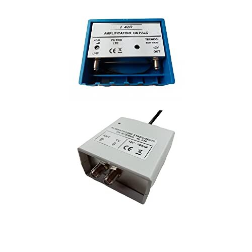 Vsnetwork Kit Amplificatore Antenna TV da Palo 42 dB + Alimentatore 12V (X9p)