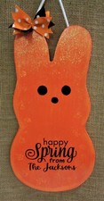 Glittered PERSONALIIZED HAPPY SPRING EASTER BUNNY Door SIGN Hanger Plaque Decor