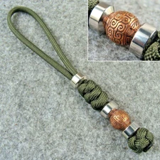 Handmade 550 Paracord Knife Lanyard With Stainless Steel Beads & Red Copper Bead