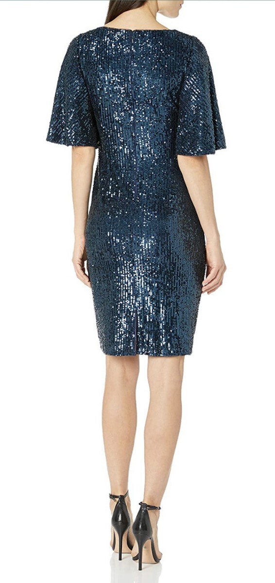 adrianna papell blue sequin dress ADRIANNA PAPELL AP1E210884 PETITE BEADED MERMAID DOLMAN SLEEVE main image 1