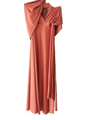 blue dress for baby girl Burnt Orange Chiffon Tulle Long Bridesmaid Dress 2 / Custom Color main image 0