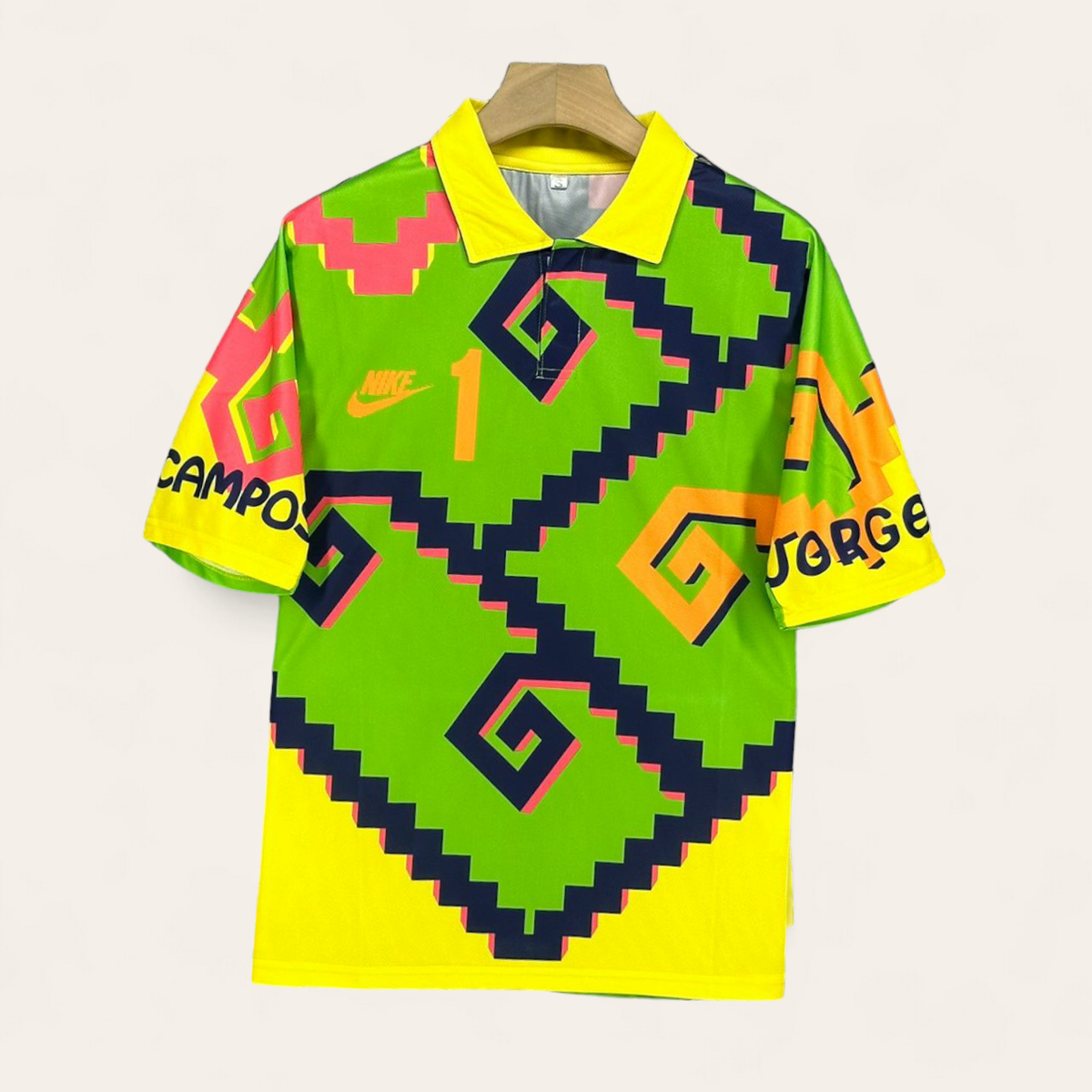 Jorge Campos # 1 - Multicolor Yellow & Green - Jersey Retro