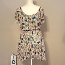 Ya Los Angeles Mini Dress Taupe and Green Womens Large