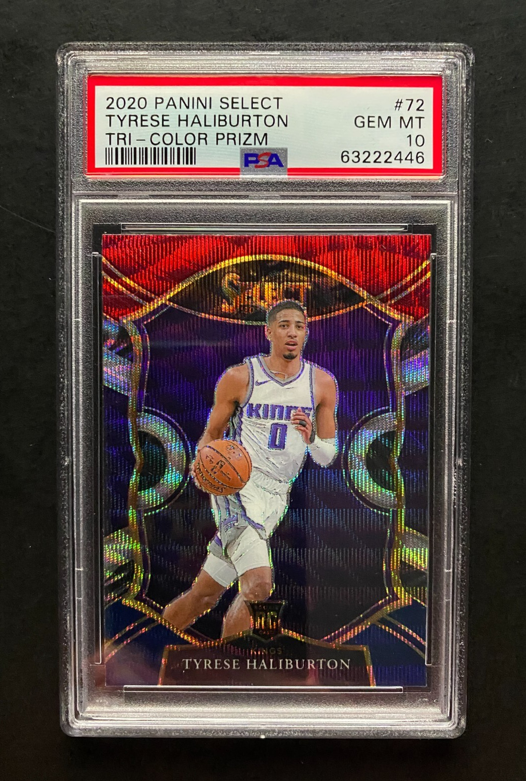 RARE 2020 Panini Select TRI-COLOR PRIZM #72 Tyrese Haliburton RC - PSA 10