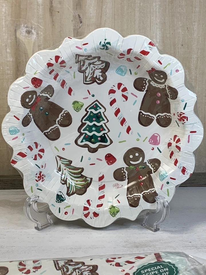 Platos de papel de pan de jengibre de Navidad The Pioneer Woman servilletas manteles Foto 4 de 4