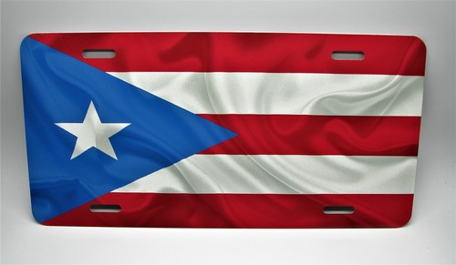 PUERTO RICO FLAG METAL CAR LICENSE PLATE AUTOTAG. PUERTO RICAN WAVING FLAG - Picture 11 of 12