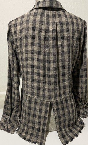 Bella Dahl Black & Gray Plaid Button Down Shirt women's Size Small long sleeve - Picture 2 of 10