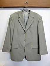 VGUC Hugo Boss Angelico Blazer Wool USA Made 3 Btn 1 Vent Sage Green Stripe 42R