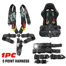 5 Point Racing Seat Belt Harness Snap-on With Camlock Black Universal Atv Utv