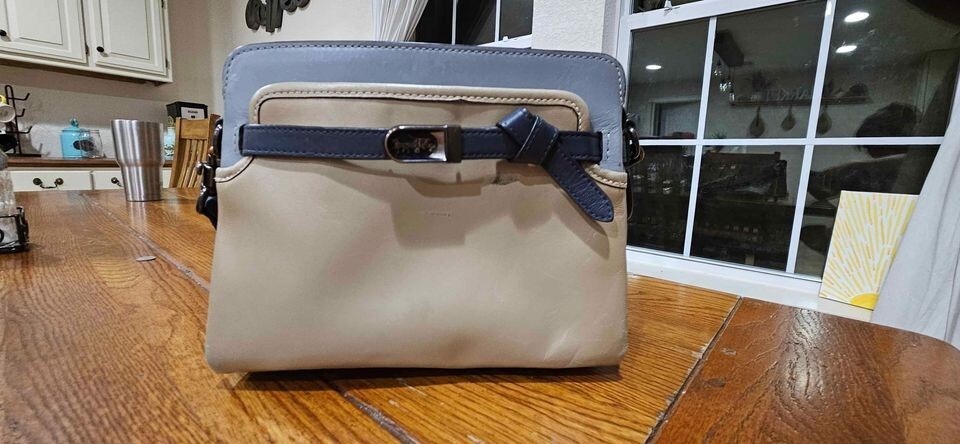 USED Coach Tate Carryall Colorblock C2586 Women's Leather Handbag BF576215
