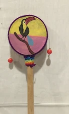 St. Maarten Spin Hand Drum Maracas Bird design Hand made