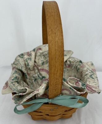 Vintage Longaberger Handwoven Small Easter 8.25  Basket w/ Luner Signed 1993