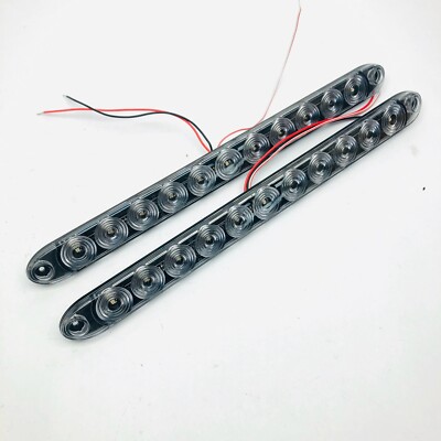 LOT OF 2 TECNIQ 15'' RED/CLEAR LENS LED TURN BRAKE MARKER LIGHT BAR TRUCK TRAILER